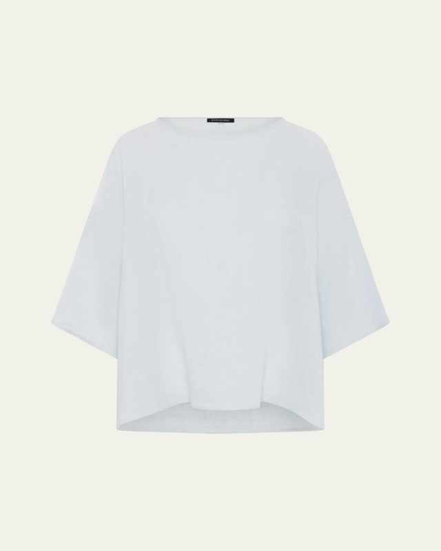 Sloped Shoulder Wide A-Line Scoop Neck Top (Mid Length)